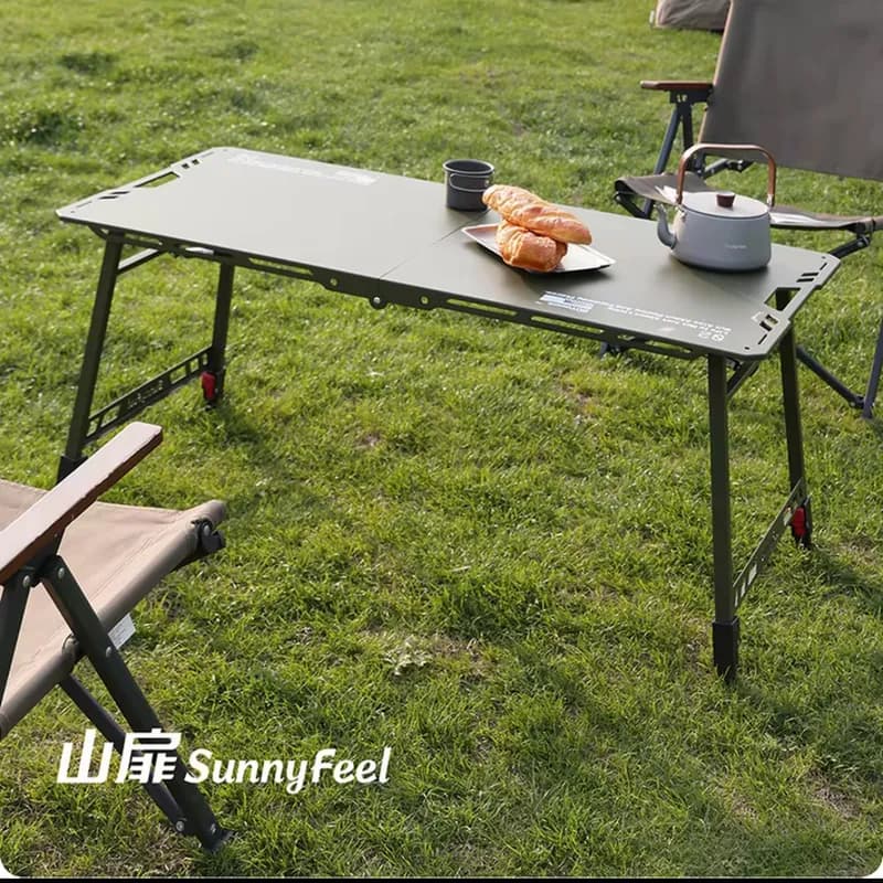 Sunny Feel outdoor magnesium aluminum alloy hydraulic tactical table all-terrain stepless black wind adjustable folding table