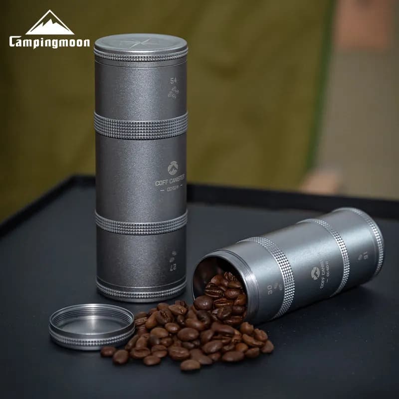 Koman camping black style coffee packaging storage tank aluminum alloy tea box portable storage tank survival medicine bottle