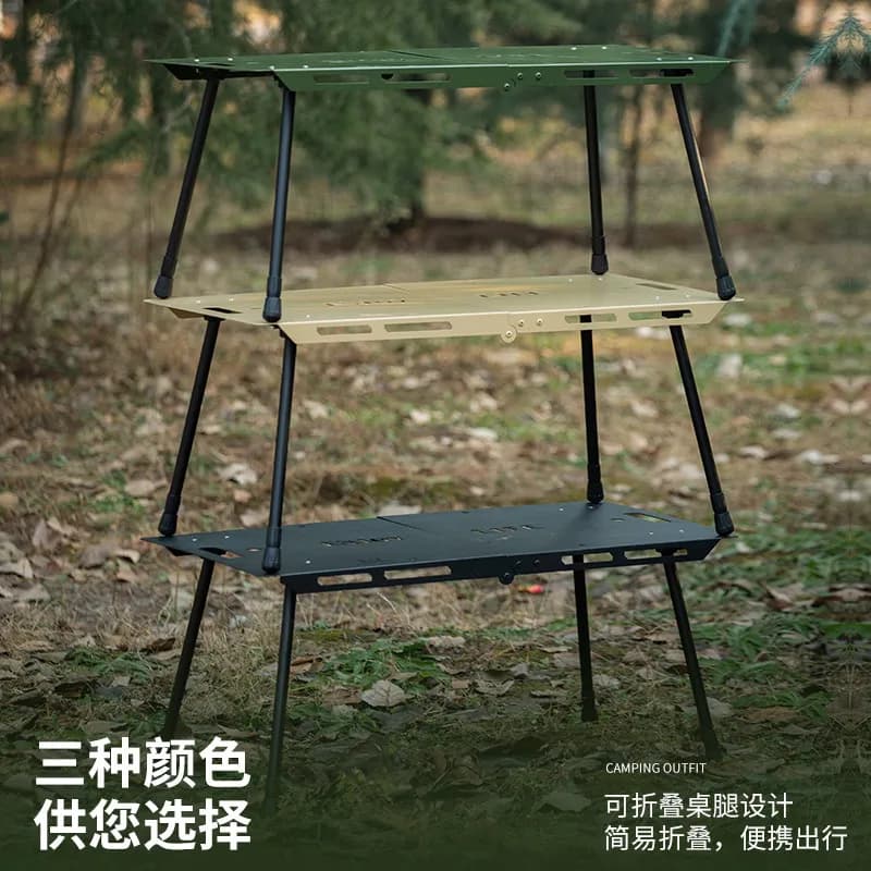 Outdoor folding table camping picnic table black wind tactical table portable high temperature resistant barbecue table leisure stall table